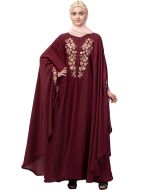 Maroon Readymade Thread Embroidered Kaftan