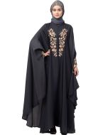 Dark Grey Readymade Thread Embroidered Kaftan