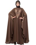 Light Brown Thread Embroidered Readymade Kaftan