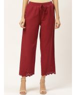 Maroon Readymade Schiffli Palazzo Pant