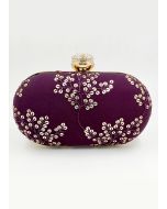 Sequins Embellished Purple Clutch