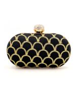 Zari Embroidered Black Art Silk Clutch