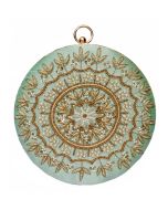 Embroidered Green Round Clutch