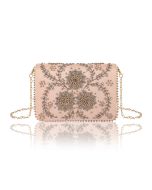 Pink Beads Embellished Satin Sling Bag