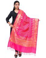 Pink Woven Art Silk Dupatta