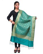 Green Woven Art Silk Dupatta