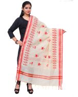 Off White Chanderi Embroidered Dupatta