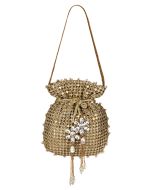 Golden Silk Sequins Embellished Potli Bag