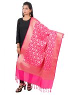 Pink Woven Art Silk Dupatta