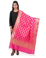 Woven Art Silk Dupatta in Pink