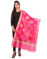 Pink Woven Dupatta In Art Silk