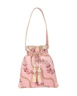 Pink Embroidered Silk Potli Bag