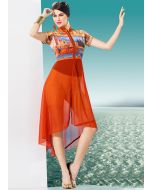 Buy Multicolor and Orange Georgette Readymade Designer Indian Tunics Online