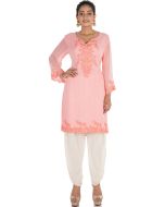 Pastel Pink Embroidered Kurti With Dhoti Pants