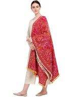 Red Thread Embroidered Dupatta In Cotton