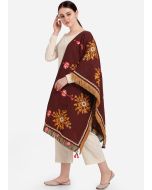 Maroon Laced Casual Dupatta In Cotton 