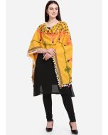 Yellow Cotton Dupatta With Thread Embroidery