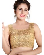 Golden Embroidered Art Silk Readymade Blouse Online Panash India USA