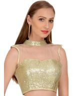 Golden Sequins Embellished Net Blouse