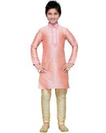 Readymade Pink Art Silk Kids Kurta Pajama