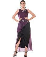 Readymade Purple Peplum Top With Dhoti Skirt