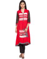 Readymade Red Asymmetrcial Cotton Tunic