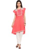 Buy Readymade Pink Asymmetrcial Cotton Indian Tunic Dress Online USA