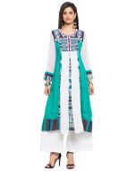 Readymade Green Panelled Cotton Women Indian Tunic Online USA