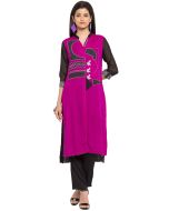 Buy Readymade Purple High-Low Faux Georgette Indian Tunic Dress Online USA