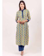 Multicolor Block Printed Readymade Kurta Pant Set