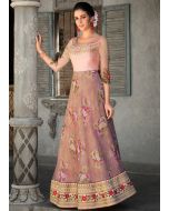 Buy Mauve Purple Floral Digital Print Readymade Indian Gowns Online in USA