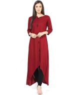 Readymade Maroon Asymmetric Long Kurta Set