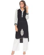 Readymade Black Asymmetric Kurta Pant Set