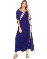 Blue Asymmetric Twin Layered Kurta Pant Set