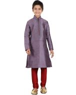 Readymade Purple Art Silk Kids Kurta Pajama