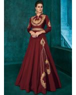 Embroidered Readymade Maroon Gown