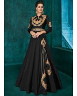 Indian Gown: Buy Black Embroidered Readymade Indo Western Gown Dress