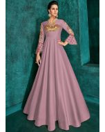 Buy Purple Readymade Bell Sleeved Embroidered Indian Gowns Online