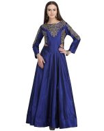 Blue Embroidered Indo Western Readymade Gown