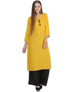 Yellow Readymade Straight Cut Kurta Palazzo Set