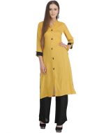 Readymade Slit Style Yellow Kurta With Palazzo