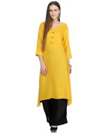 Readymade Yellow Asymmetrical Kurta With Palazzo