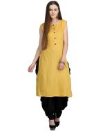 Yellow Readymade Straight Cut Top Bottom Set