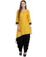 Readymade Yellow Asymmetrical Kurti with Salwar