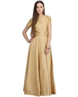 Beige Readymade Dupion Silk Long Skirt With Top