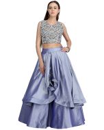 Readymade Blue Twin Layered Long Skirt Top Set