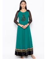 Readymade Green Embroidered Top Bottom Set