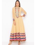 Readymade Beige Embroidered Top Bottom Set