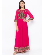 Readymade Pink Embroidered Top Bottom Set