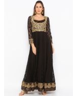 Black Embroidered Readymade Top Bottom Set